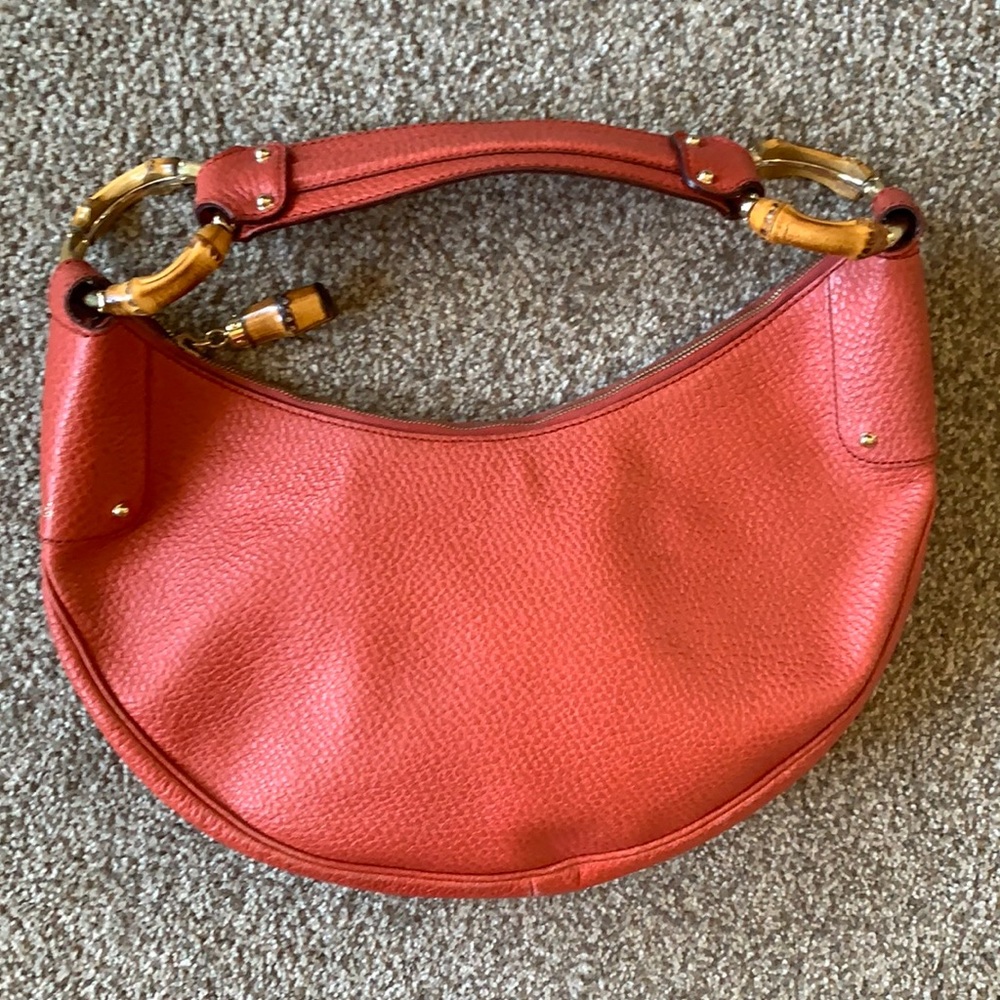 Gucci Half Moon Bamboo Ring Hobo Bag orange 🍊